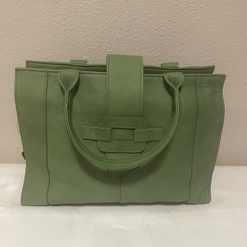 Green Leather Tote Bag